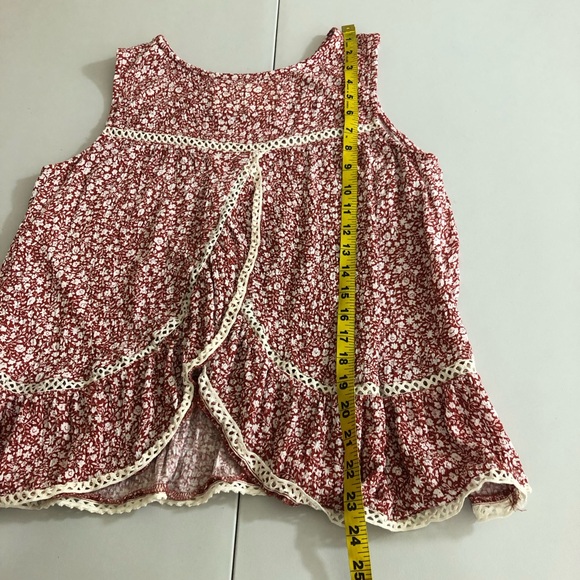 Anthropologie Maeve red floral split back sleeveless top size medium - Picture 11 of 12